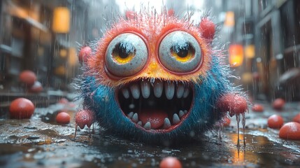 Sticker - Cute and Creepy Monster in the Rain