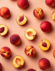 Wall Mural - Fresh Peaches on Pink