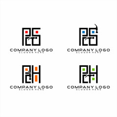 Wall Mural - Real Estate logo design set with P C S letter concept.