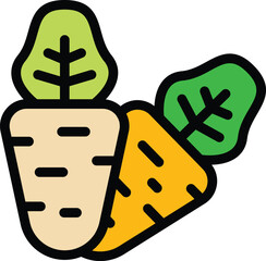 Wall Mural - Parsnip and carrot with leaves lying next to each other, symbolizing healthy eating and vegetarian lifestyle