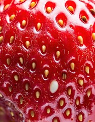 Wall Mural - Closeup of a red strawberry