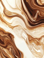 Poster - A beautiful blend of coffee and cream forms a mesmerizing marbled pattern, showcasing rich earthy tones and fluid movement. Generative AI