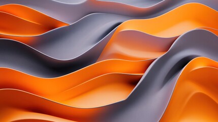 Poster - Abstract Orange and Gray Wavy Pattern