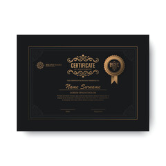 Wall Mural - Luxury Dark Gold achievement certificate best award diploma design