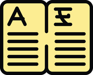 Poster - Open book icon illustrating the concept of translation from one language to another