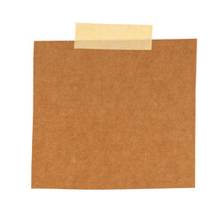 brown kraft paper with yellow adhesive tape, sign, label, banner paper element, isolated on a transparent background