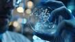 © liliyabatyrova - A scientist is holding a glass slide with a lot of small dots on it
