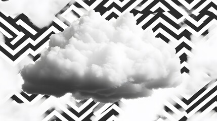 Wall Mural - Fluffy Cloud on Zigzag Background