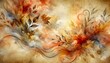 © nori-nori - 水彩画風秋の背景 - The peaceful, rich colors of autumn are vividly rendered in a watercolor style. Orange, red and brown leaves are softly depicted.