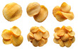 © beast01 - Set of potato chips on an isolated transparent background. The concept of tasty and unhealthy food.
