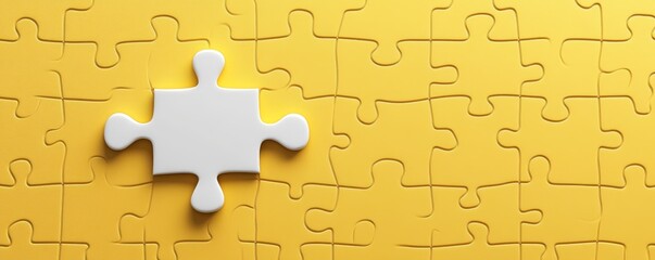 Wall Mural - White puzzle piece seamlessly connecting with others, symbolizing unity and problem-solving in a vibrant, colorful backdrop.