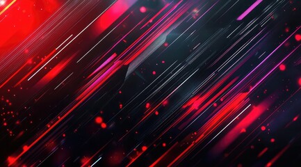 Abstract background with red and black diagonal stripes, glowing elements, and futuristic tech design for modern digital art or gaming wallpaper. High-resolution vector illustration.