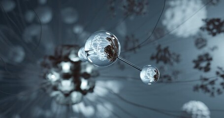 Poster - Hydrogen sulfide rotating 3d molecule, molecular structure of chalcogen-hydride gas, seamless video