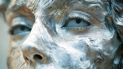 Silver Skin: Close-up Portrait with Metallic Texture