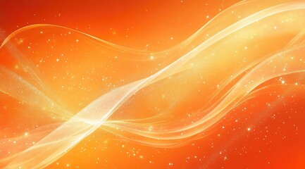 Wall Mural - Abstract orange background with wave elements and glowing light effects, with copy space concept.