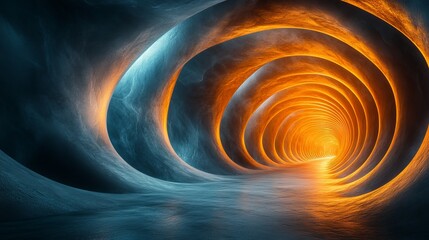 Poster - A tunnel with blue and orange walls