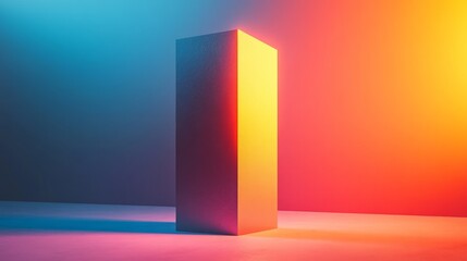 Wall Mural - A cube is standing in front of a colorful background