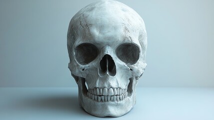 Poster - A white skull is shown in a close up