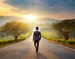 © Jacky - businessman walk on road and start to success