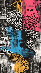 Poster - Bold abstract colorful pattern with textured shapes for creative design.