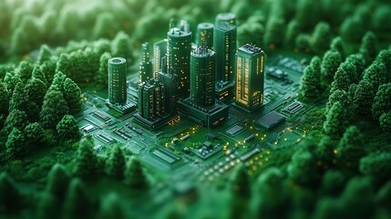 A depiction centered around green technology themes.