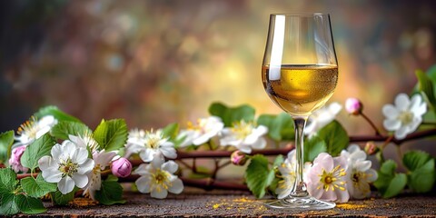 Sticker - white wine and flowers