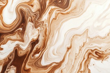 Sticker - The artwork showcases a stunning marbling effect created by blending coffee with cream, resulting in rich swirls of brown and white. Generative AI