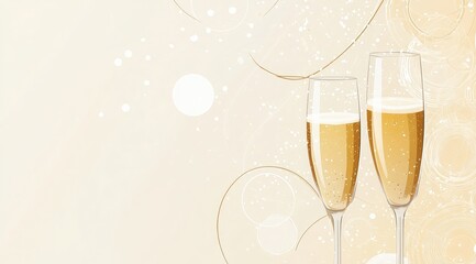 two glasses of champagne with ribbon