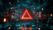 © imageX - Bright Red Warning Triangle Surrounded by Glitching Code in Virus Banner
