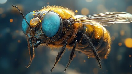 Sticker - Macro Photography of a Bee with Stunning Detail