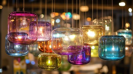 Sticker - Colorful Glass Pendant Lights with Warm Glow