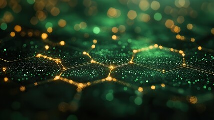 Wall Mural - a futuristic green hexagon background symbolizes big data and technology concepts.