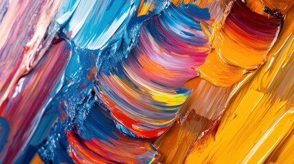 Wall Mural - series of colorful paint strokes layered on a canvas.