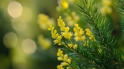 Poster - Beautiful yellow flowering plants surrounded by green foliage, captured during a sunny day in a serene garden setting