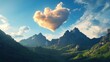 © wicha - Mountain and Heart: Design a scene with a heart-shaped cloud hovering above a mountain range, adding a touch of romance to the natural beauty.