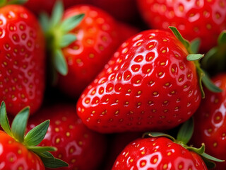 Close up of a bunch of red strawberries