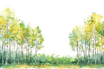 Wall Mural - PNG  Spring forest border landscape painting nature.