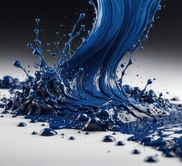 Canvas Print - A splash of blue paint is splattered across a white surface