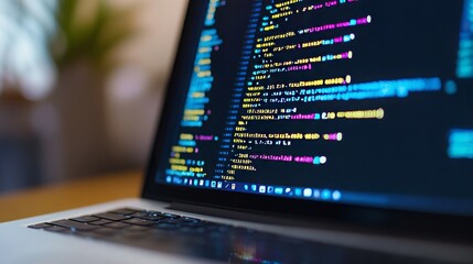 programmerâ€™s code on a computer screen, symbolizing web development and abstract it concepts.