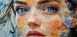 © nurman - Close-up painting of a woman's face with blue eyes.