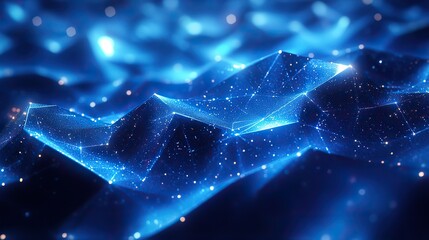 A futuristic network background with a generated computer shape, depicting a polygonal pattern for high-tech digital presentations.
