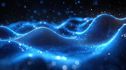 A shiny blue mesh line abstract technology background, perfect for digital banners.