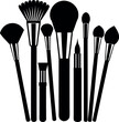 © Mahmuda - Makeup brush icons set simple vector. Cosmetic brow. Blush kit