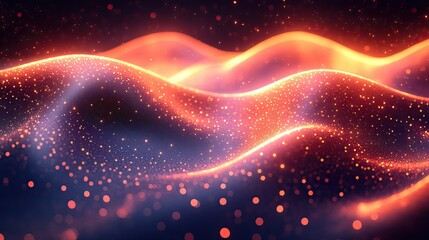 Wall Mural - an abstract background featuring digital particles and wave effects, representing cyber or technolog