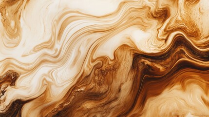 Aufkleber - Coffee and cream blend together, forming a beautiful marbled pattern with rich browns and soft creamy tones reminiscent of abstract art. Generative AI