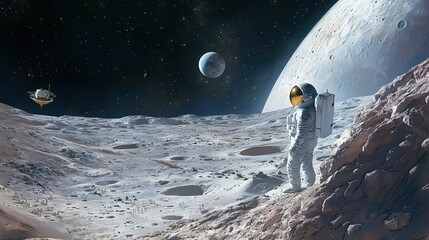 Wall Mural - visualize a world where space exploration is a reality for many.