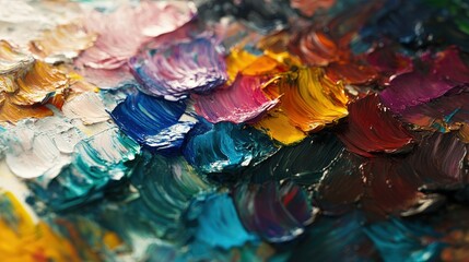 Wall Mural - visualize an palette with paint mixing on the surface.