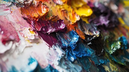 Wall Mural - visualize an palette with paint mixing on the surface.