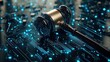 © Theeranan - Abstract tech background with a judge gavel, blending justice with advanced technology.