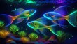 © PhotoLoren - Trois poissons luminescents au fond de l'océan